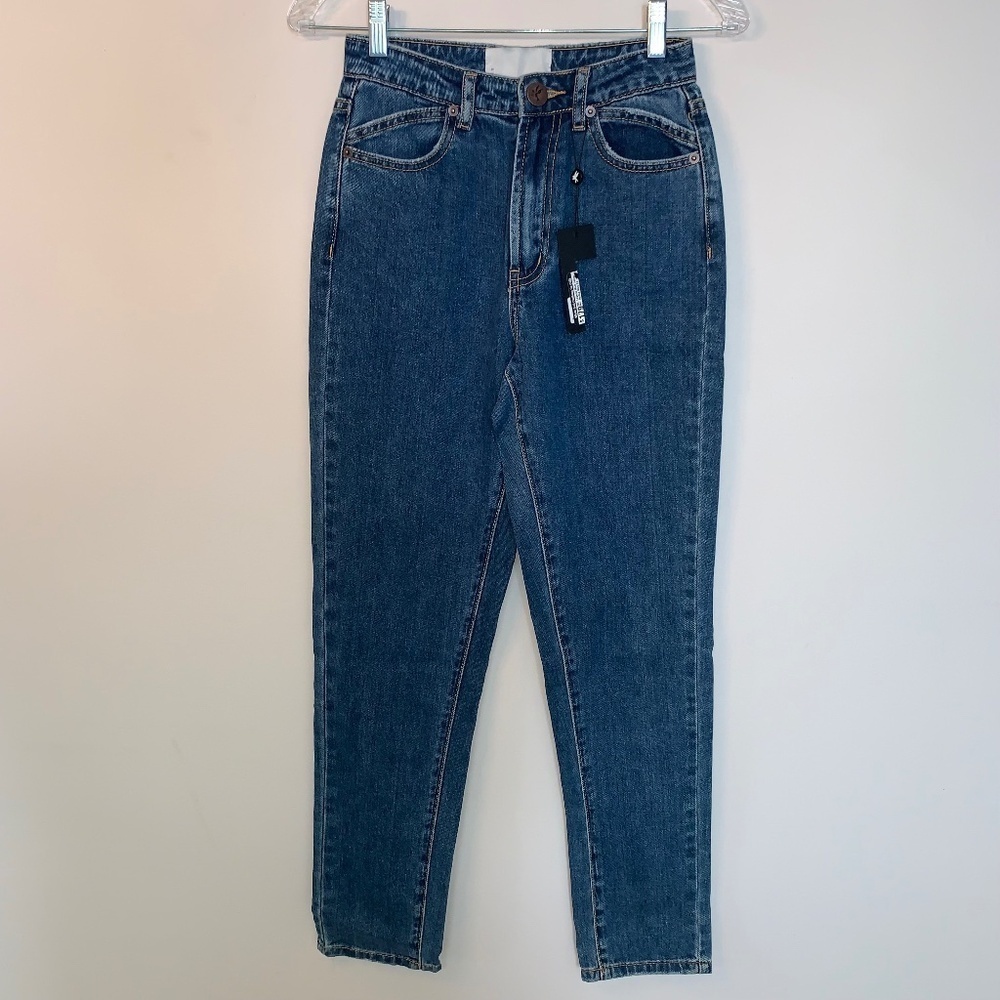 One Teaspoon Legends High Waist Straight Leg Denim Jeans Rodeo Blue 23 - Picture 6 of 13